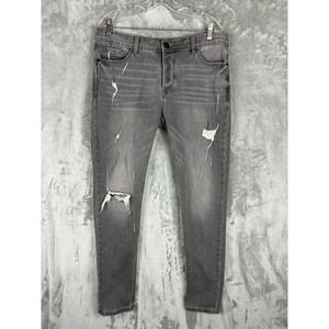 Mania Jeans Mens 34 Skinny Distressed Ripped Grey Stretch Denim Jeans RN157863